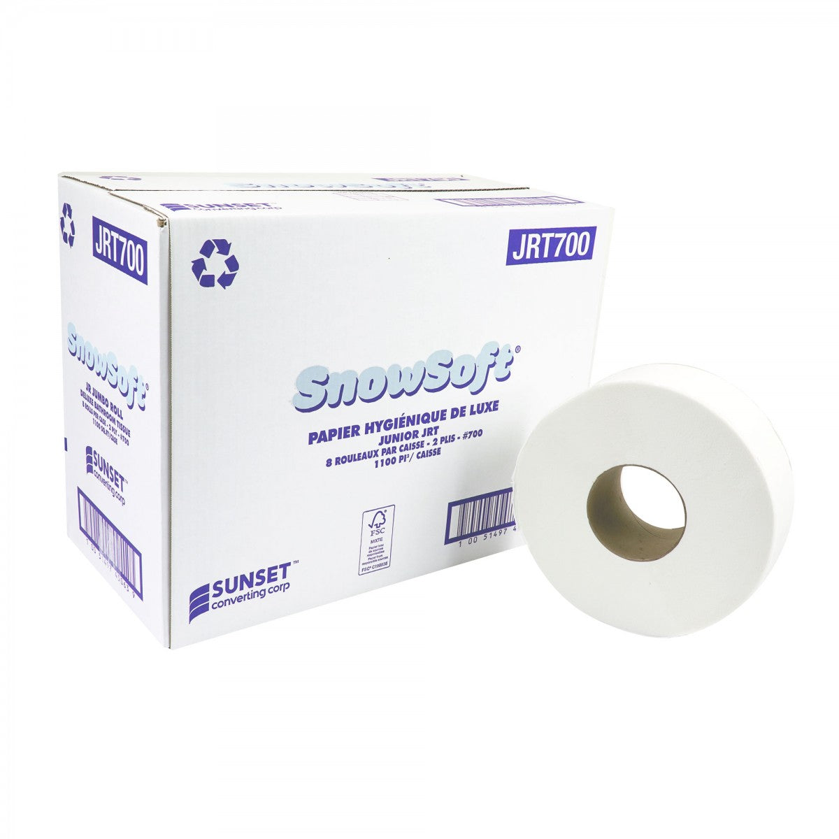 Snow Soft - 1100 Sq. Feet 2 Ply Jumbo Roll Bathroom Tissues JRT, 8 Rl/Cs - JRT700