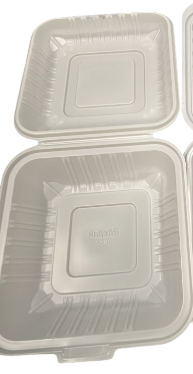 RitePak - 8" X 8" MFPP White Hinged Microwavable Container, 150/Cs - PH801