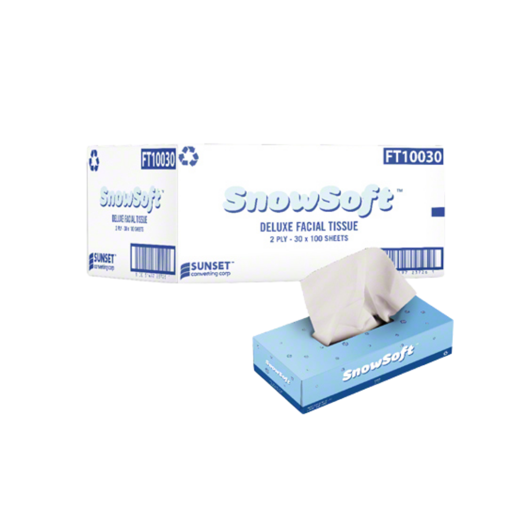 Snow Soft – 100 Sheet 2 Ply Facial Tissue, 30 Bx/Cs