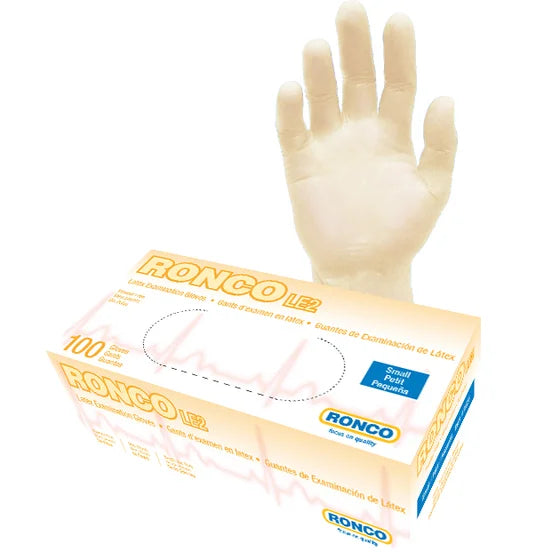 RONCO - 4 Mil Large Natural Latex Powder-Free Gloves, 100/bx - 1843