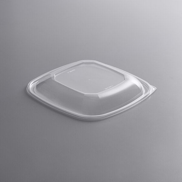 Fineline Settings - Super Bowl Plus Clear Dome PET Plastic Lid for 80 and 160 oz. Square Bowls, 50/Case - 15816L-L