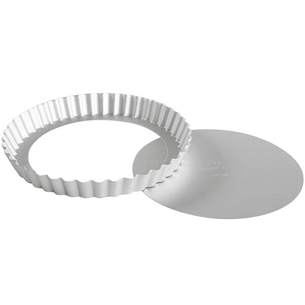 Fat Daddio's - ProSeries 8" x 1" Round Anodized Aluminum Fluted Tart and Quiche Pan with Removable Bottom - PFT-8
