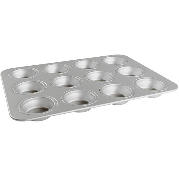 Fat Daddio's - ProSeries 17" x 11.5", 12 Cup Anodized Aluminum Muffin and Cupcake Pan - MFN-STD