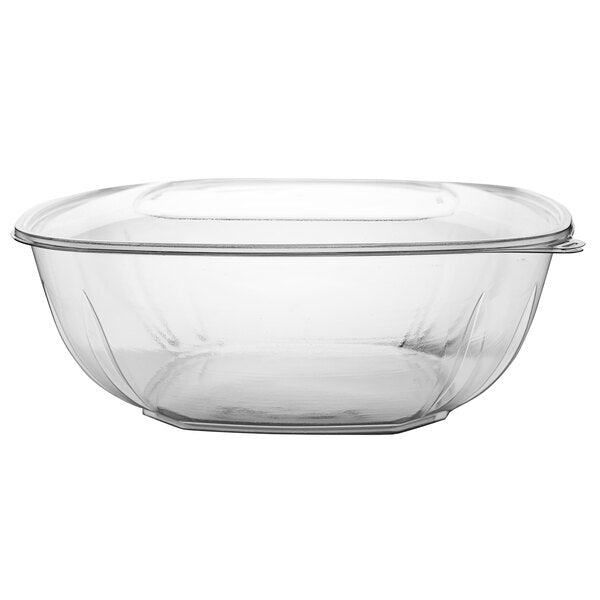 Fineline Settings - Super Bowl Plus Clear PET Plastic Flat Lid for 320 oz. Square Bowls, 50/Cs - 15320V2L.FL