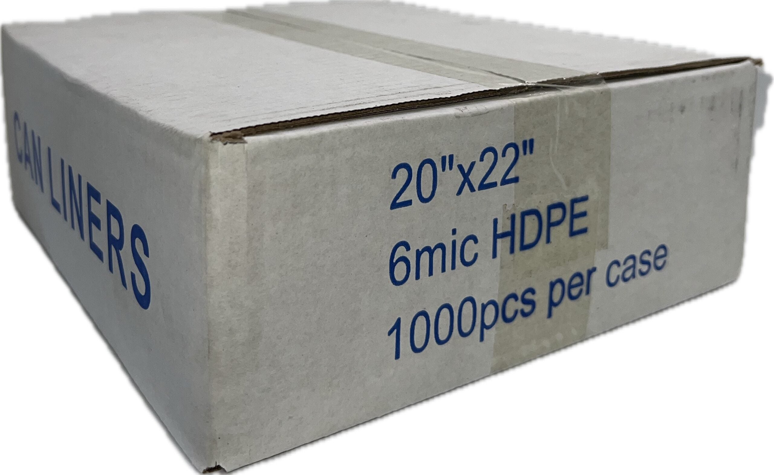 20x22 HDPE Clear Can Liner 6mic 1000/cs, 10 rolls/cs