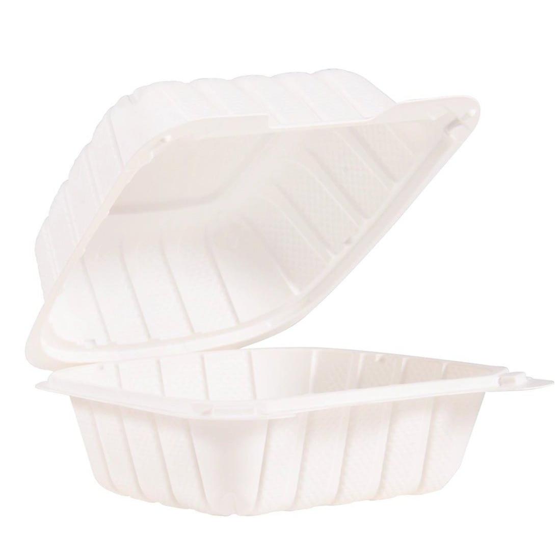 Dart Container - 6" Polypropylene 1 Compartment White Sandwich Hinged Container, 400/Cs - 60MFPPHT1R