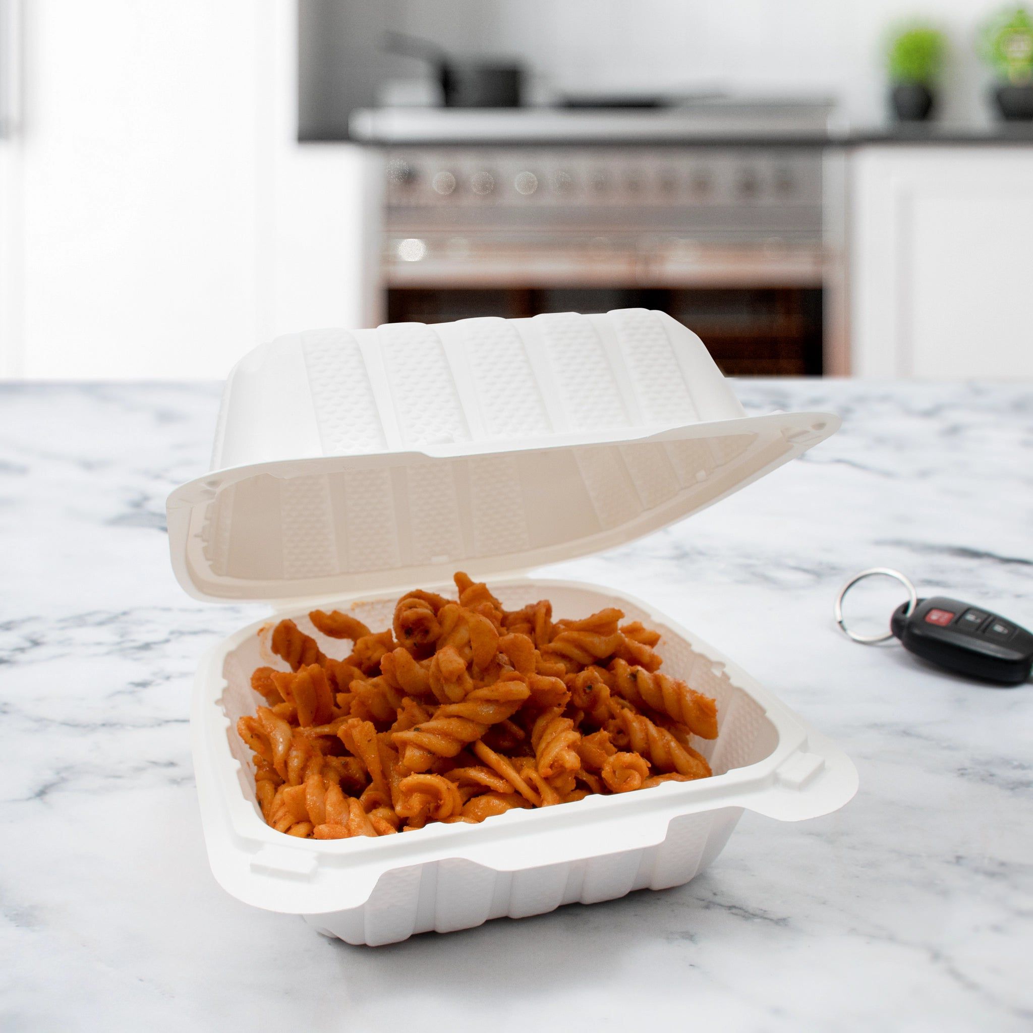 Dart Container - 6" Polypropylene 1 Compartment White Sandwich Hinged Container, 400/Cs - 60MFPPHT1R