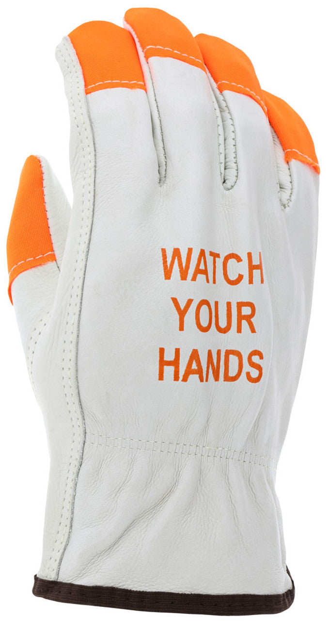 MCR Safety - Hi Viz Grain Leather X-Large Driver Glove, 10 Dozen/Case - 3215HVIXL