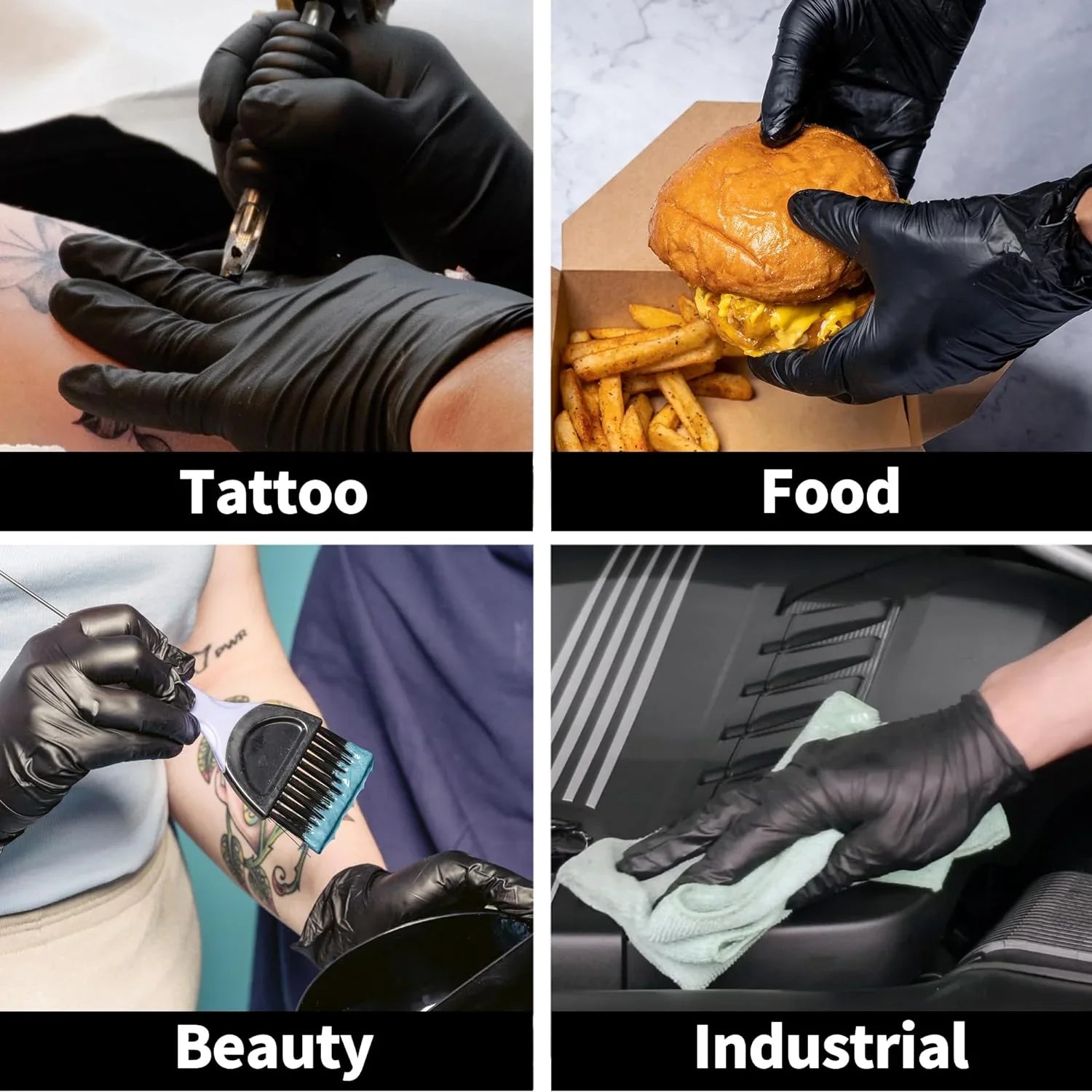 Basic - PF Vinyl Synmax Large Black Exam Gloves, 100/bx, 10bx/cs - SGBE 8003