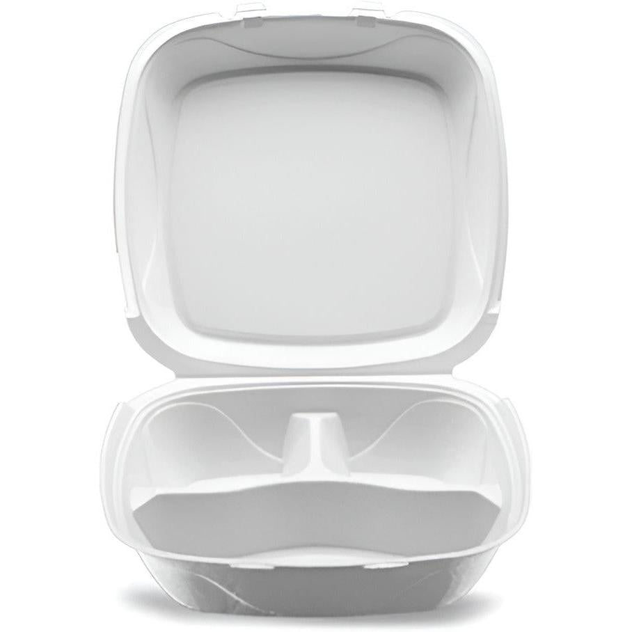 Darnel - 8" Ivory Pulp 3 Compartment Bagasse Hinged Container, 200/Cs - DN405302