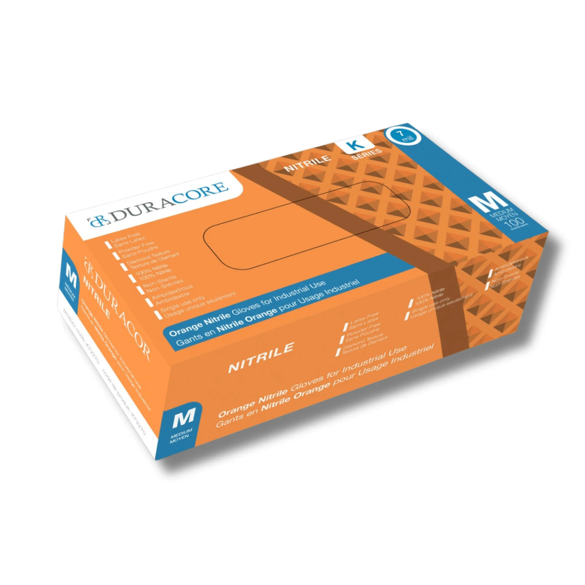 Duracore - 7 mil Orange K Series PF Nitrile Gloves, 100/Bx