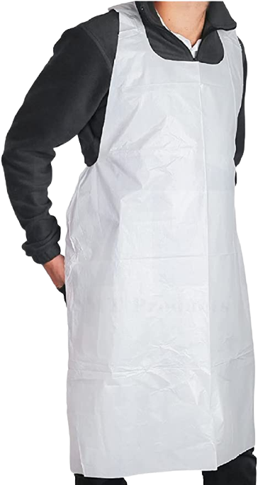 PE Polyethylene Apron 1.5 mil – White & Blue – 39″ X 60″ – Pack of 50