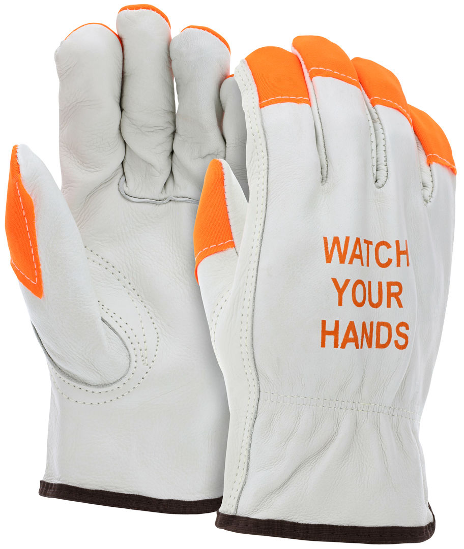 MCR Safety - Hi Viz Grain Leather Medium Driver Glove, 10 Dozen/Case - 3215HVIM