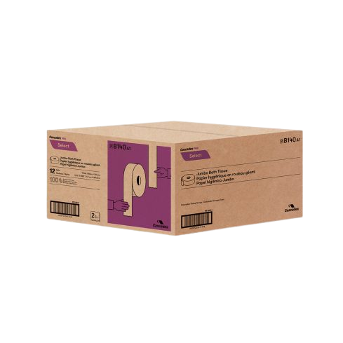 B140 Cascades PRO Select JRT Toilet Tissue, 2-Ply, White, 1000′, 12 rolls/pack