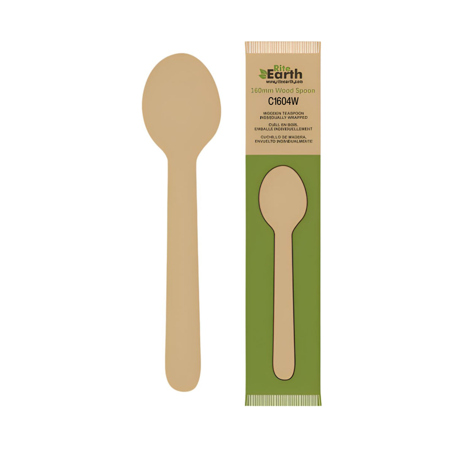RiteEarth - 6" Wrapped Wooden Soup Spoon, Pack of 500 - C1604W