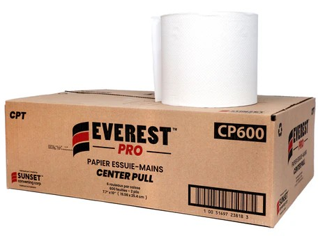 Everest Pro 2-Ply Centerpull Towels – 6 Rolls/Case, 600 Sheets, 8.25" x 500'