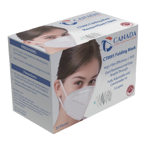 CTM 95%+ BFE 5-ply Folding Mask – A box of 20