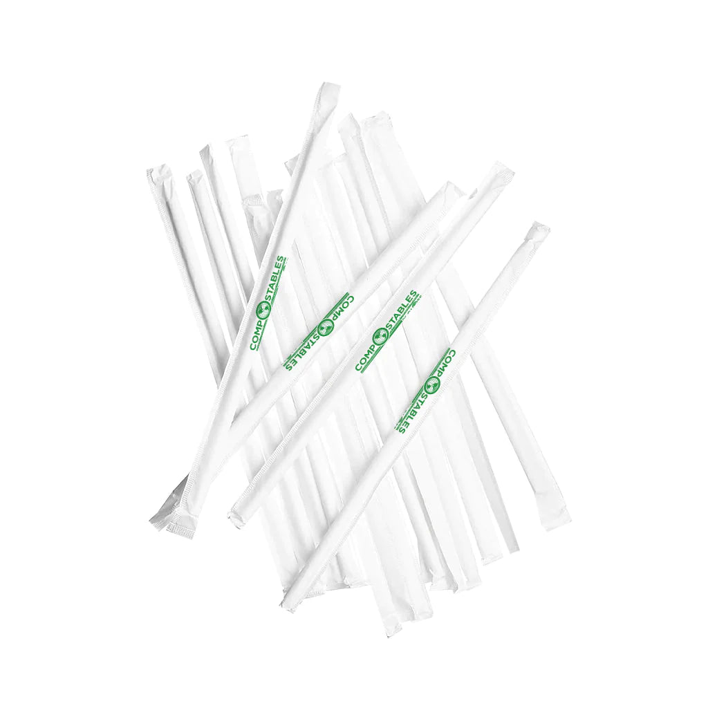 Compostable Paper Straw 7.75″ Wrapped – 250 Straws per inner Pack (5000/Case)