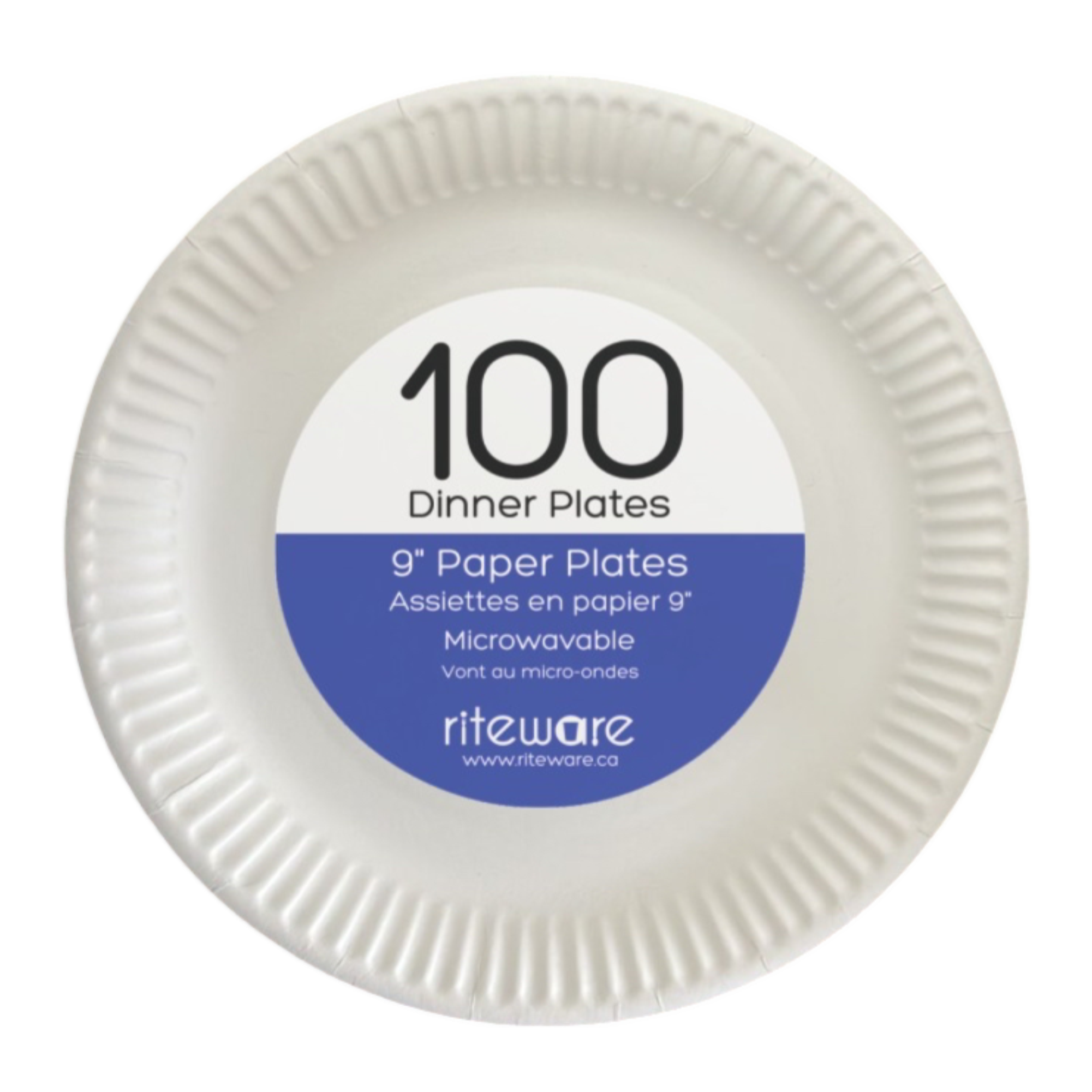 RiteWare - 9" Paper Round Plates, Pack of 100, 12 Packs/Cs - DP090