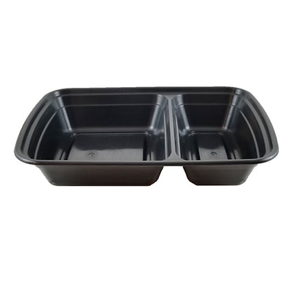 150 Sets Black Rectangular 2 Compartment 32oz | Combo Pack w/ Clear Dome Lid