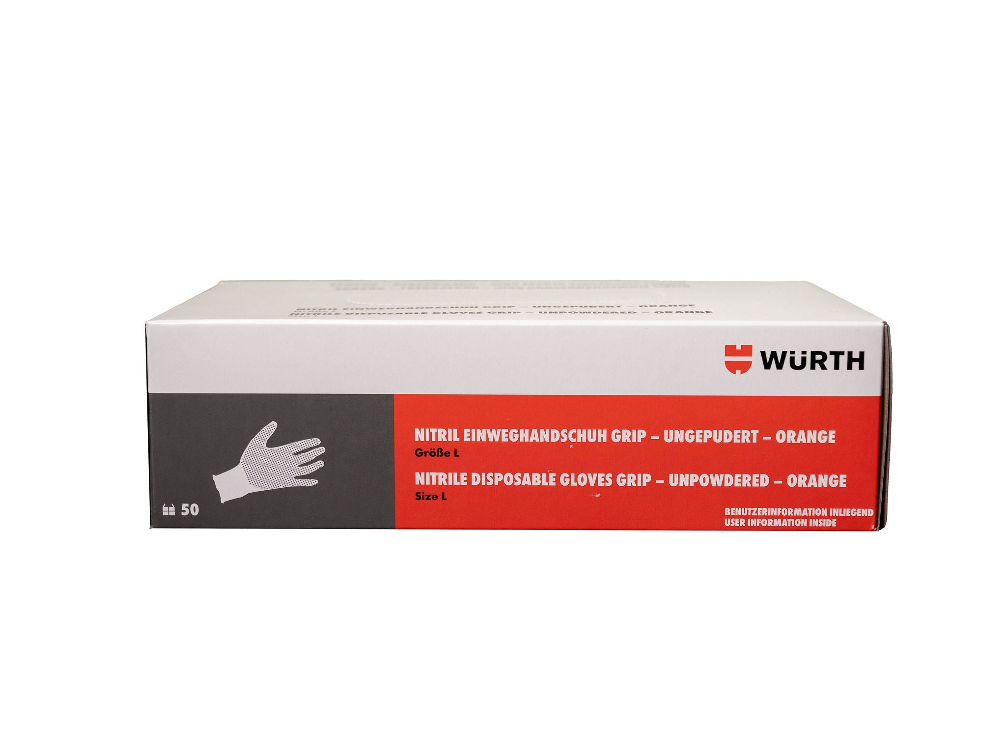 Wurth Nitrile Textured Grip Gloves – Orange – 8 mil – Box of 50 | Size: Large, X-Large