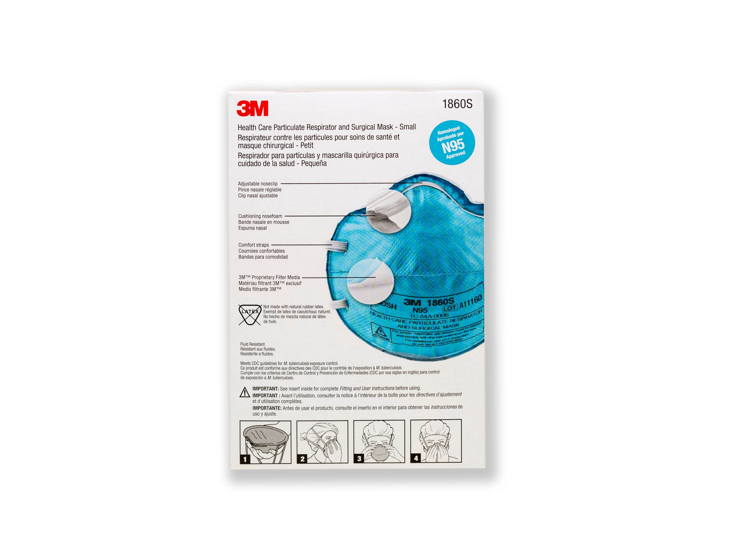 3M™ Health Care Particulate Respirator and Surgical Mask 1860S, Small, (Box of 20)