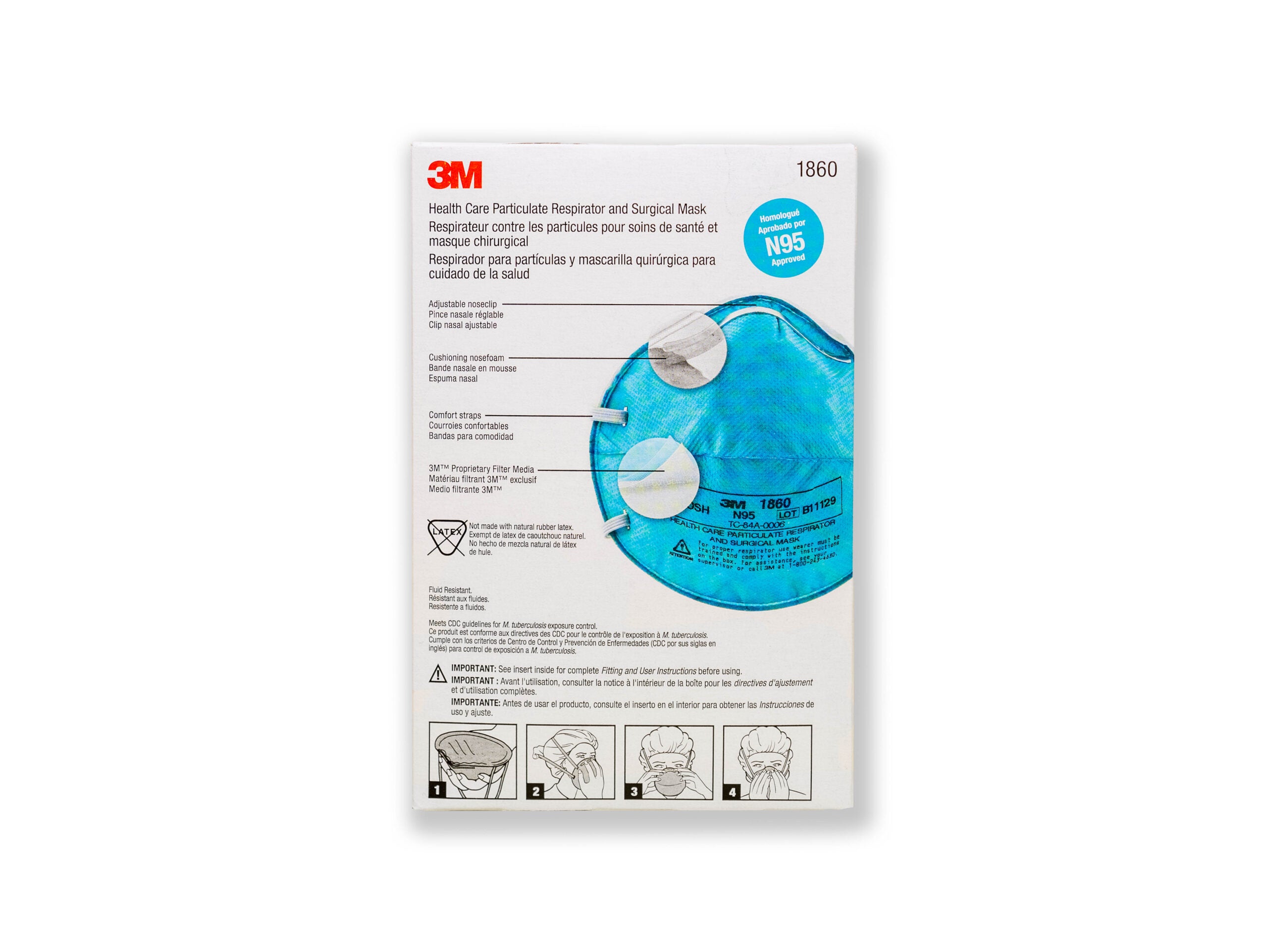 3M™ Health Care Particulate Respirator and Surgical Mask 1860, N95 (Box of 20)