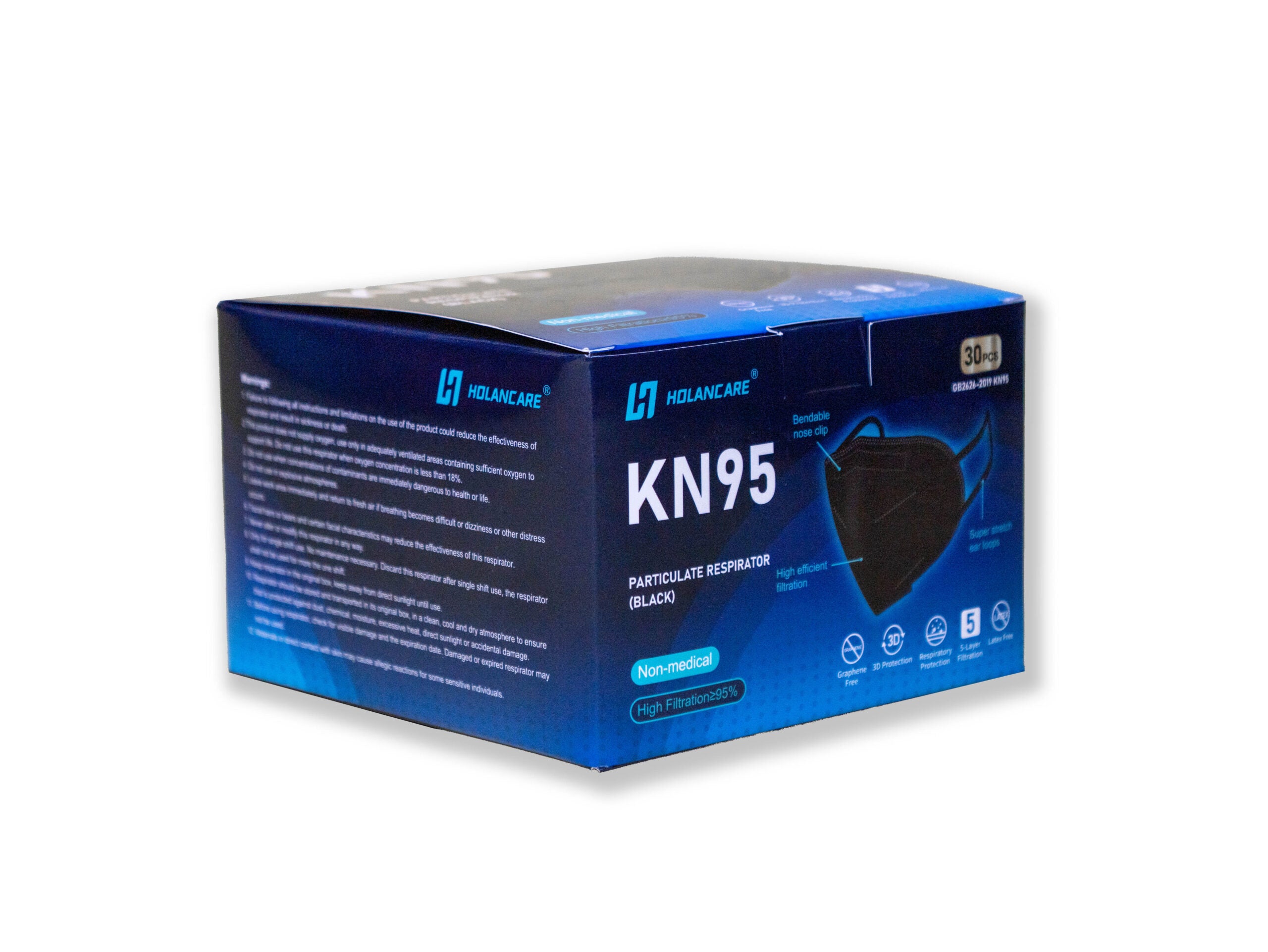 KN95 Foldable Masks, 95%+ BFE (Black)