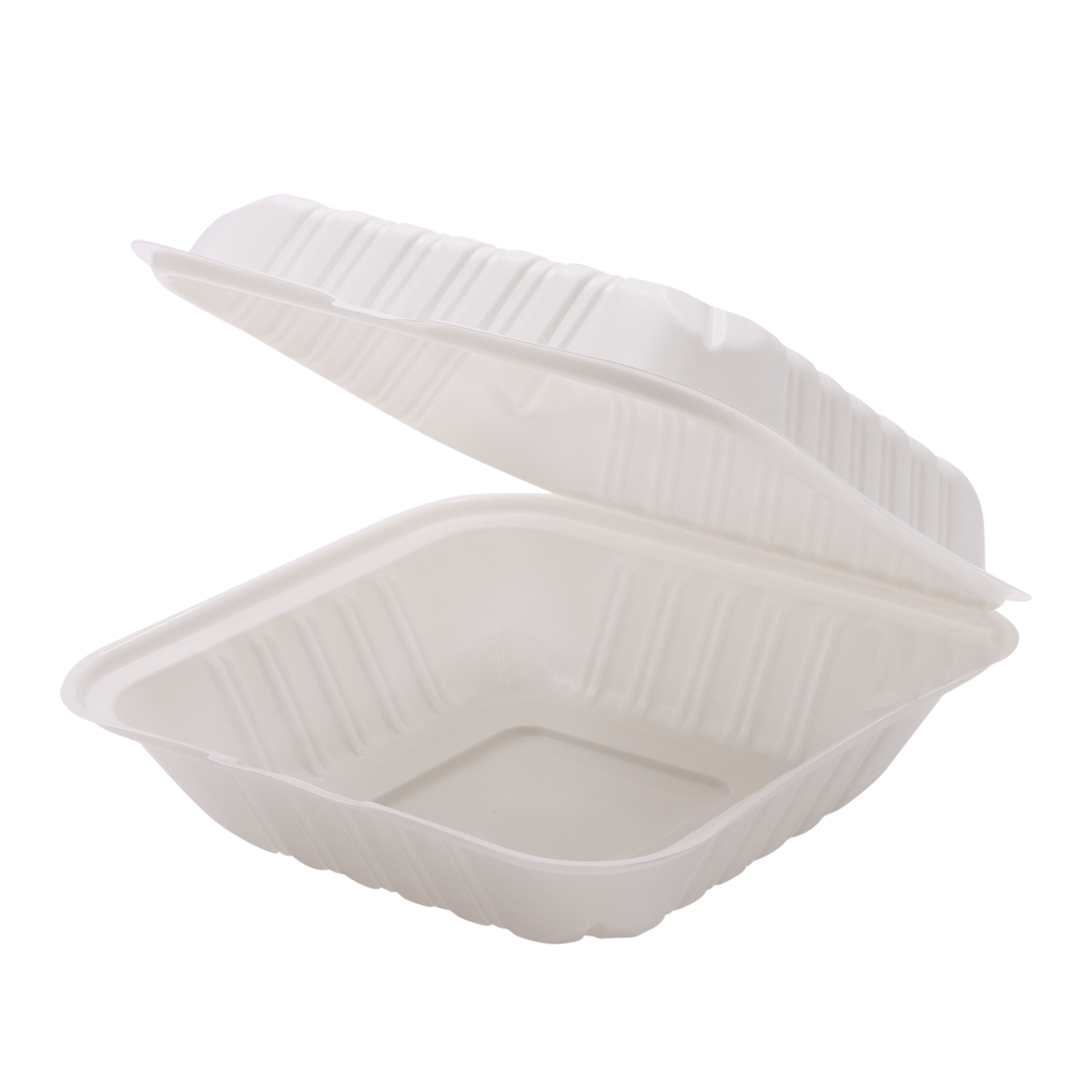 RitePak - 8" X 8" MFPP White Hinged Microwavable Container, 150/Cs - PH801
