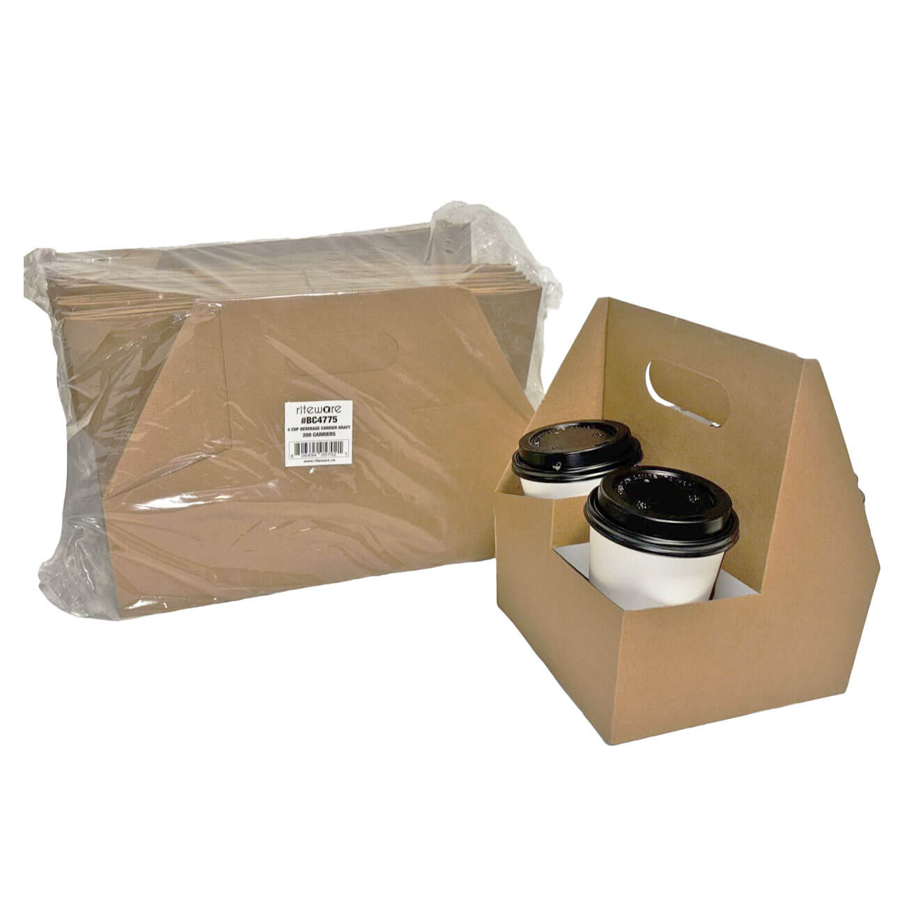 RiteWare - 4 Cup Beverage Carrier, 200/cs - BC4775