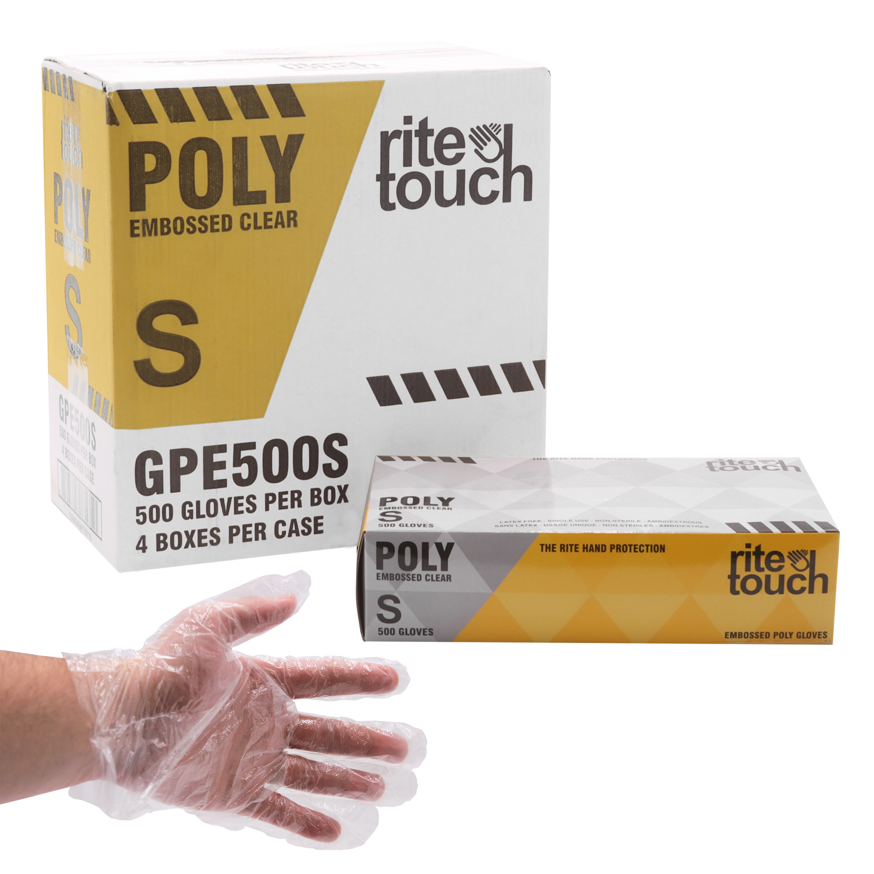 RiteTouch - Clear Small Poly Gloves, 500/Bx, 4Bx/Cs - GPE500S