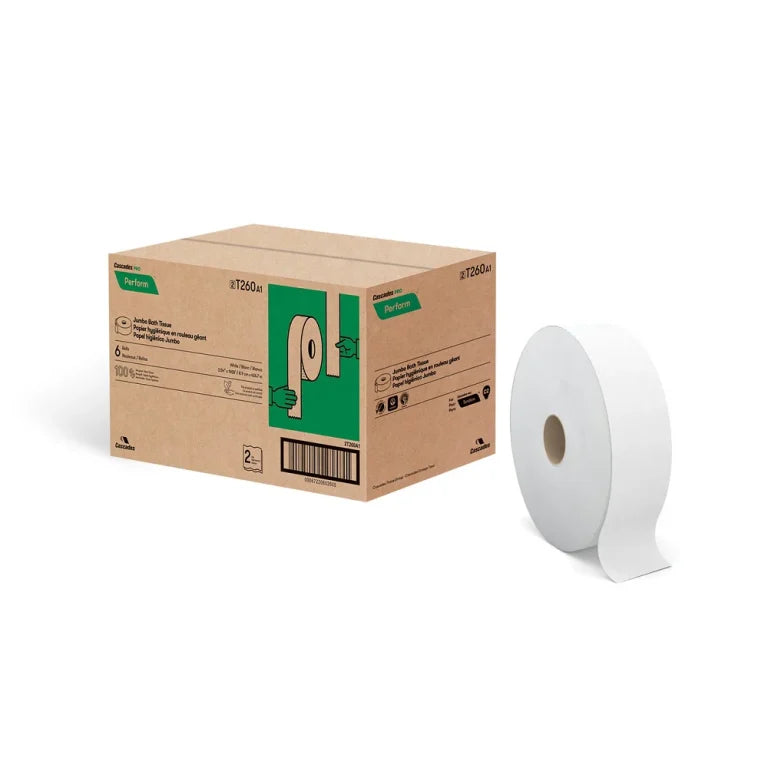 T260 Cascades Tissue Group – 1400 Feet Tandem 2 ply JRT White Toilet Tissue, 6rl/cs –