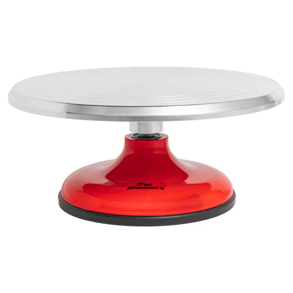 Fat Daddio's - 12" x 5" Red & Silver Cake Turntables - TT-1255