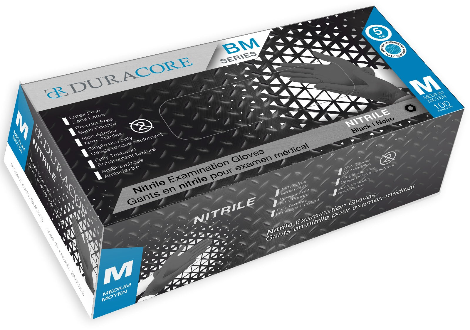 Duracore, Nitrile Examination Gloves | 5 mil Black