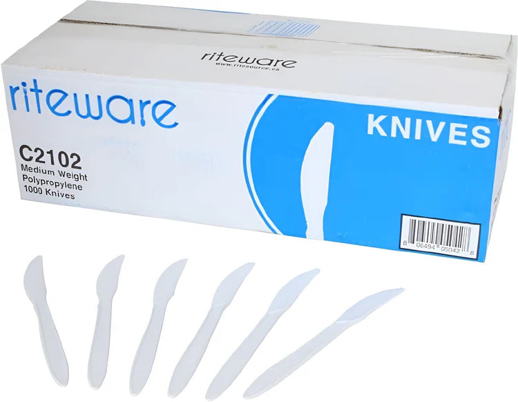 RiteWare - White Medium Polypropylene Knives Weight Cutlery, 1000/Cs