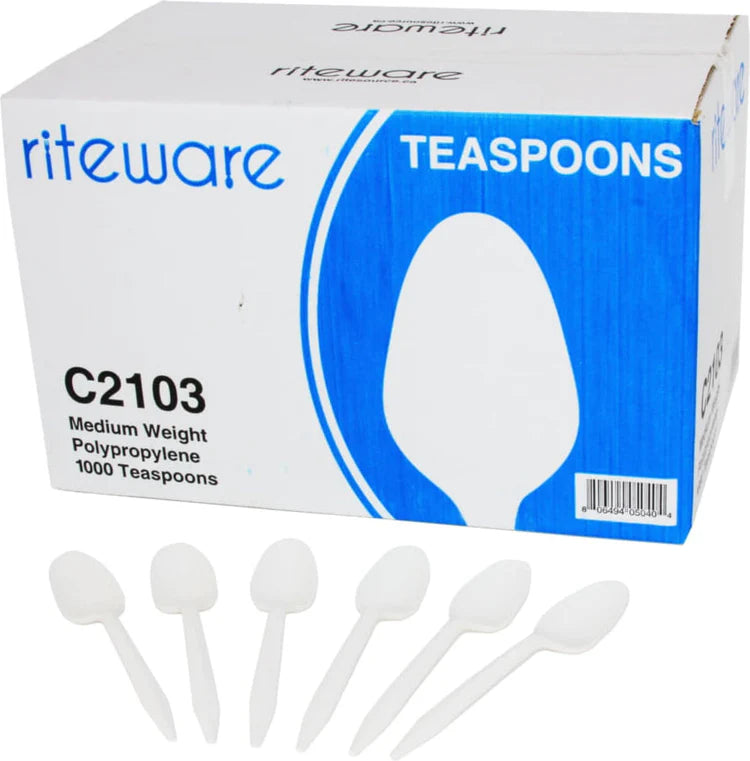 RiteWare - White Medium Weight Teaspoons Cutlery, 1000 Per Case