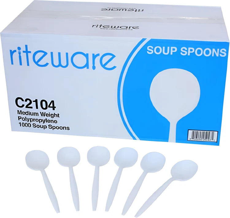 RiteWare - White Medium Soup Spoons Weight Cutlery, 1000/Cs