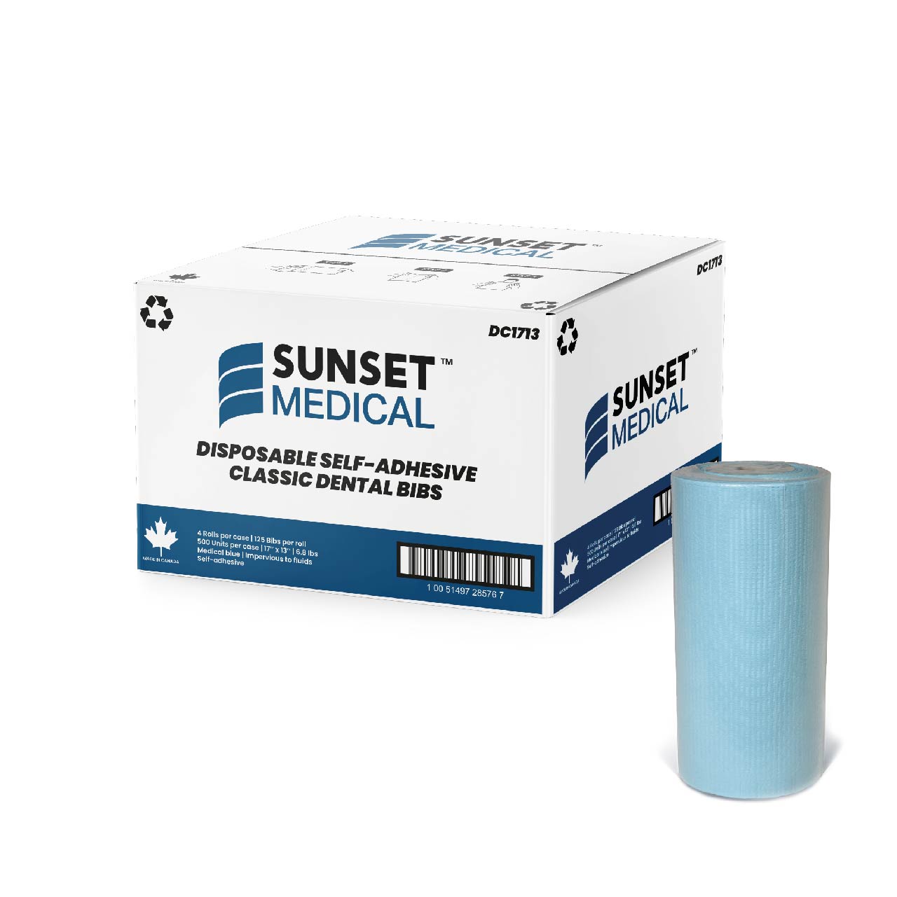 Sunset Medical – 17″ x 13″ Disposable Self-Adhesive Dental Bibs, 500/Cs