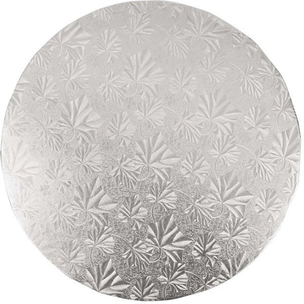 Enjay Converters - 10" x 0.25" Round Silver Cake Board, 24/cs - 1/4-10RS24