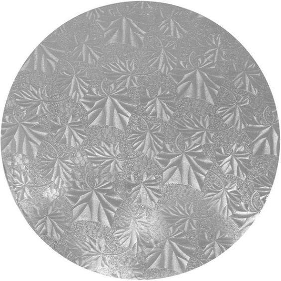 Enjay Converters - 8" x 0.25" Round Silver Cake Board, 24/cs - 1/4-8RS24