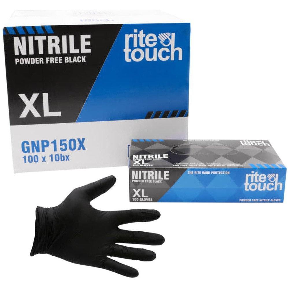 RiteTouch - 5 mil Black Nitrile X-Large Powder-Free Gloves, 100/bx - GNP150X