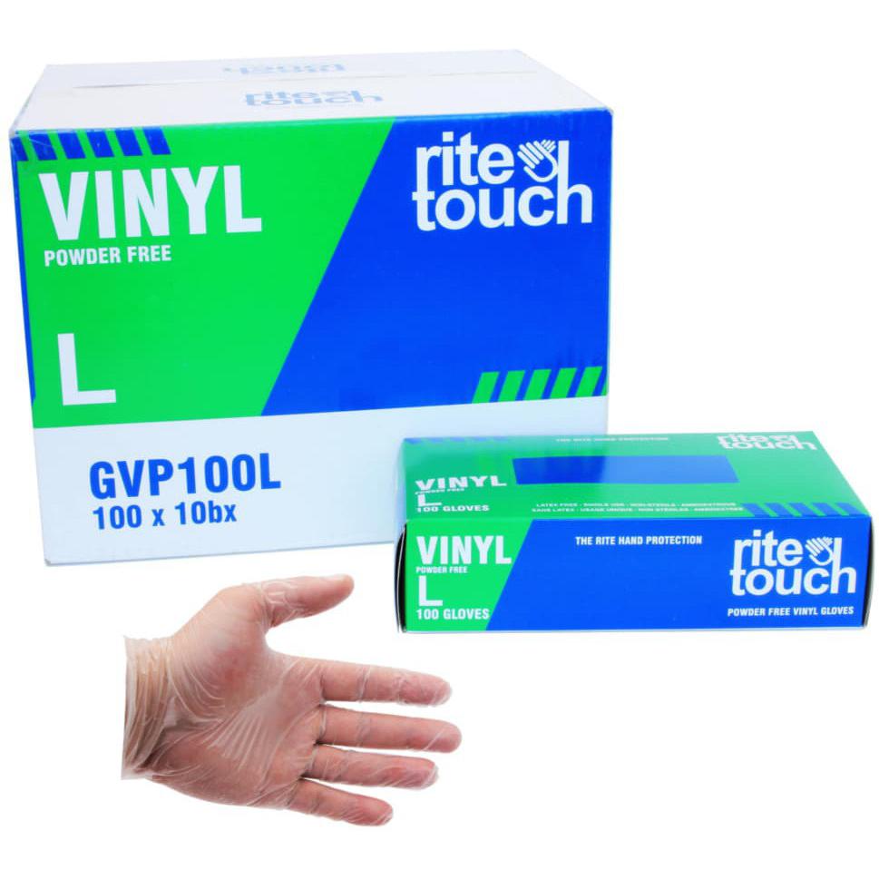 RiteTouch - Large Powder-Free Vinyl Gloves, 100/bx - GVP100L