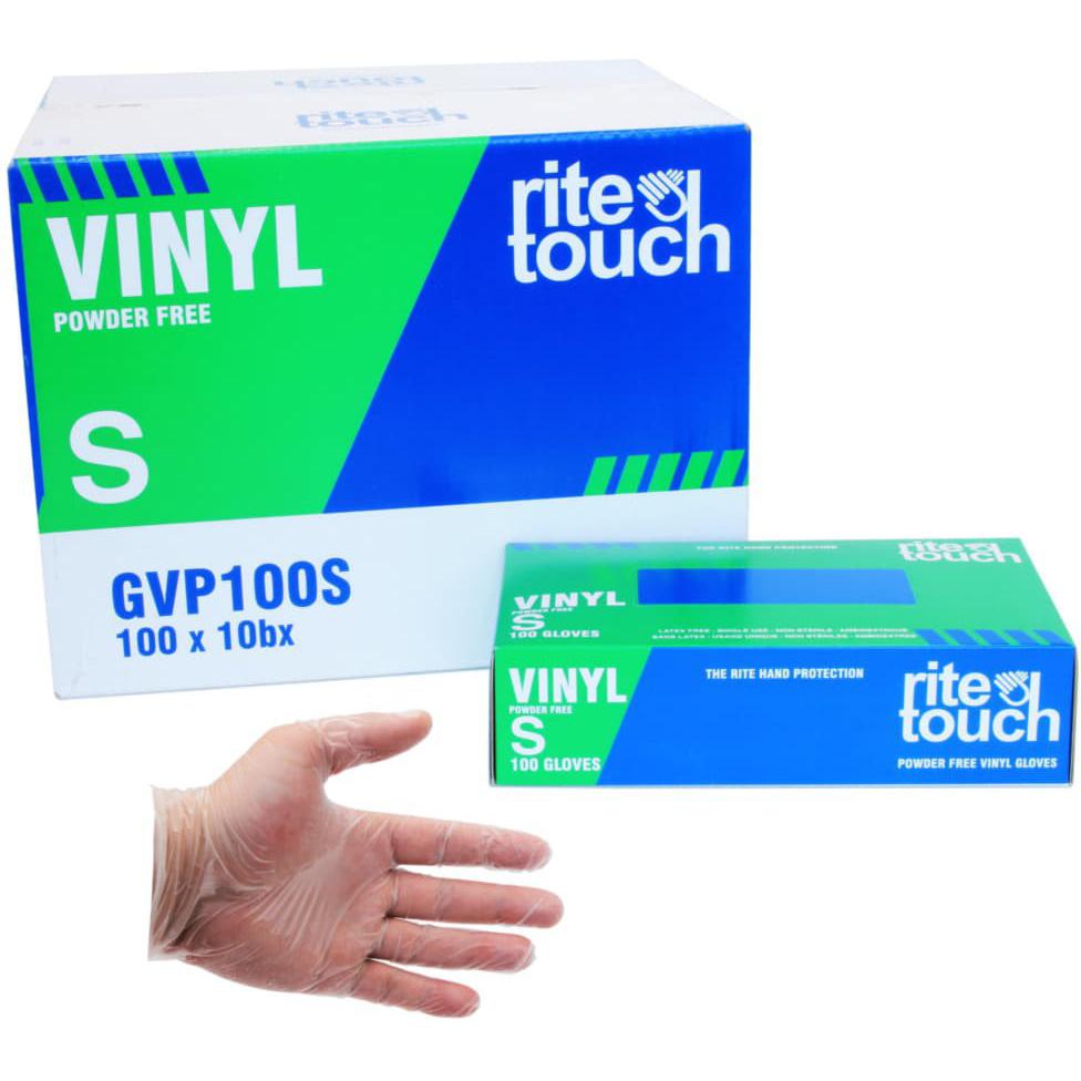 RiteTouch - Small Powder-Free Vinyl Gloves, 100/bx - GVP100S