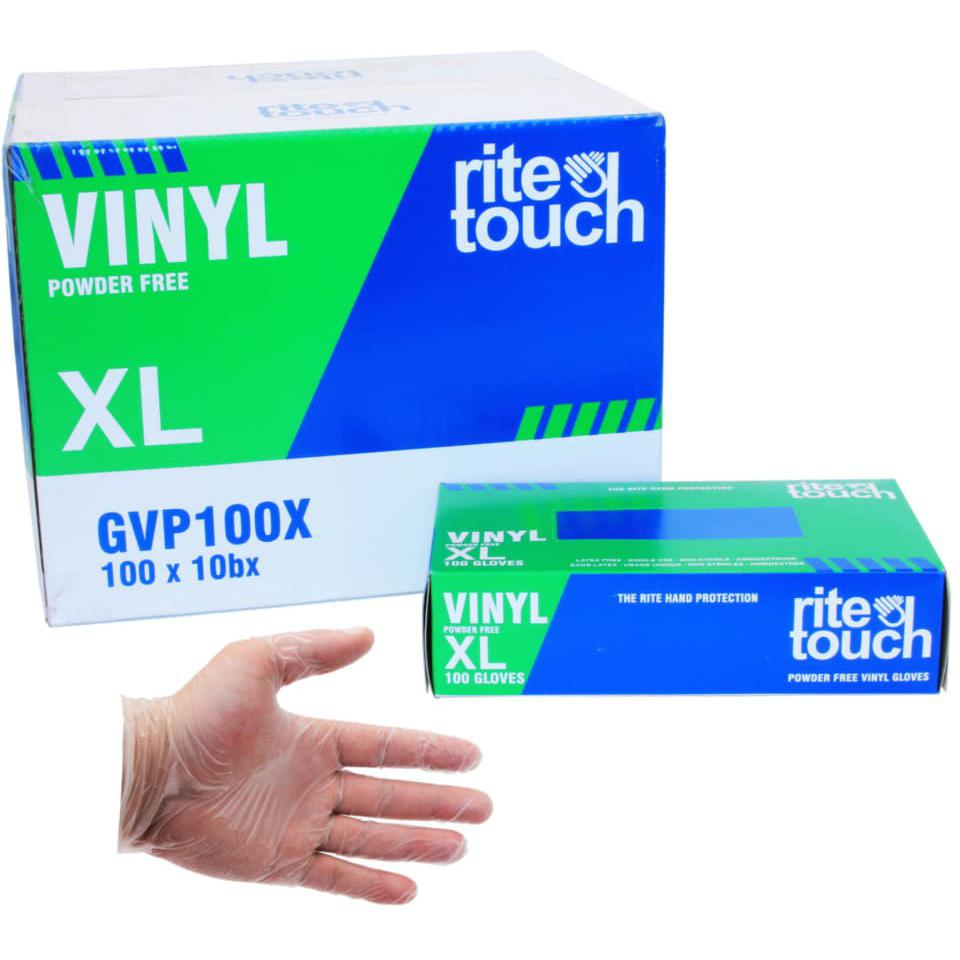 RiteTouch - X-Large Powder Free Vinyl Gloves, 100/bx - GVP100X
