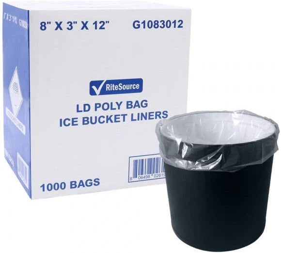 8" x 3" x 12" Poly Ice Bucket Liners, 1000/Cs