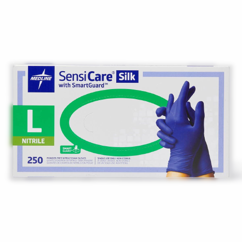 250 Per Box Medline SensiCare Silk Nitrile Powder-Free Gloves with SmartGuard | 4-5 Mil