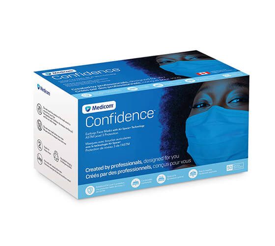 Medicom Confidence™ Earloop Face Mask ASTM3, Box of 50 (blue, Level 3)