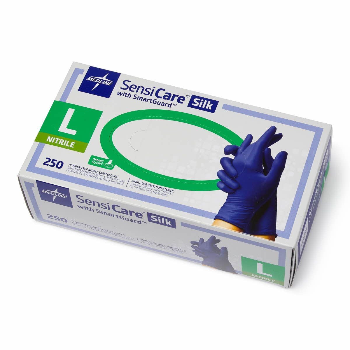 250 Per Box Medline SensiCare Silk Nitrile Powder-Free Gloves with SmartGuard | 4-5 Mil