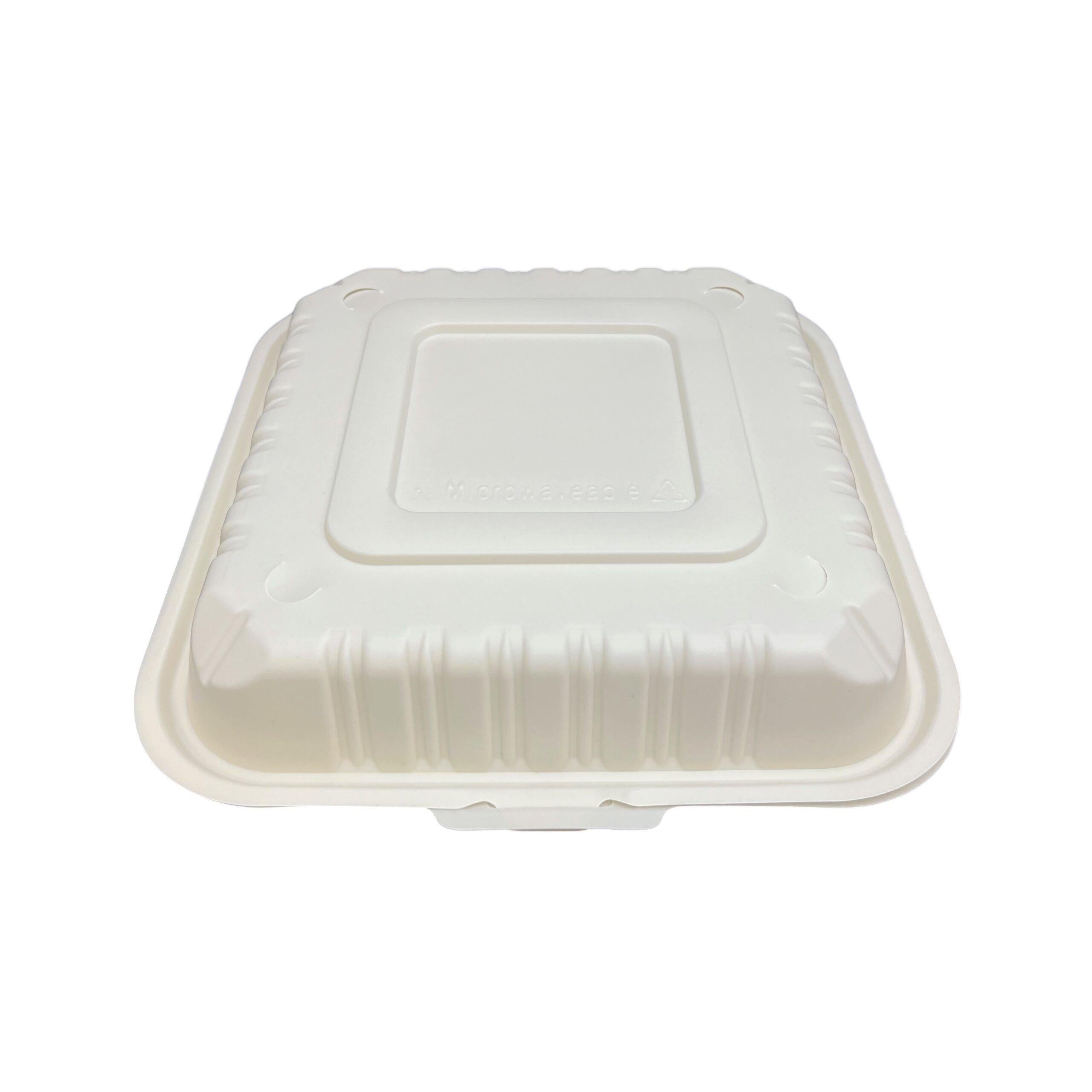 9" x 9" White MFPP Hinged Container 3 Compartment, 150PCs/Cs, 60Cs/Sk, 6Cs/Tier - SLPP903