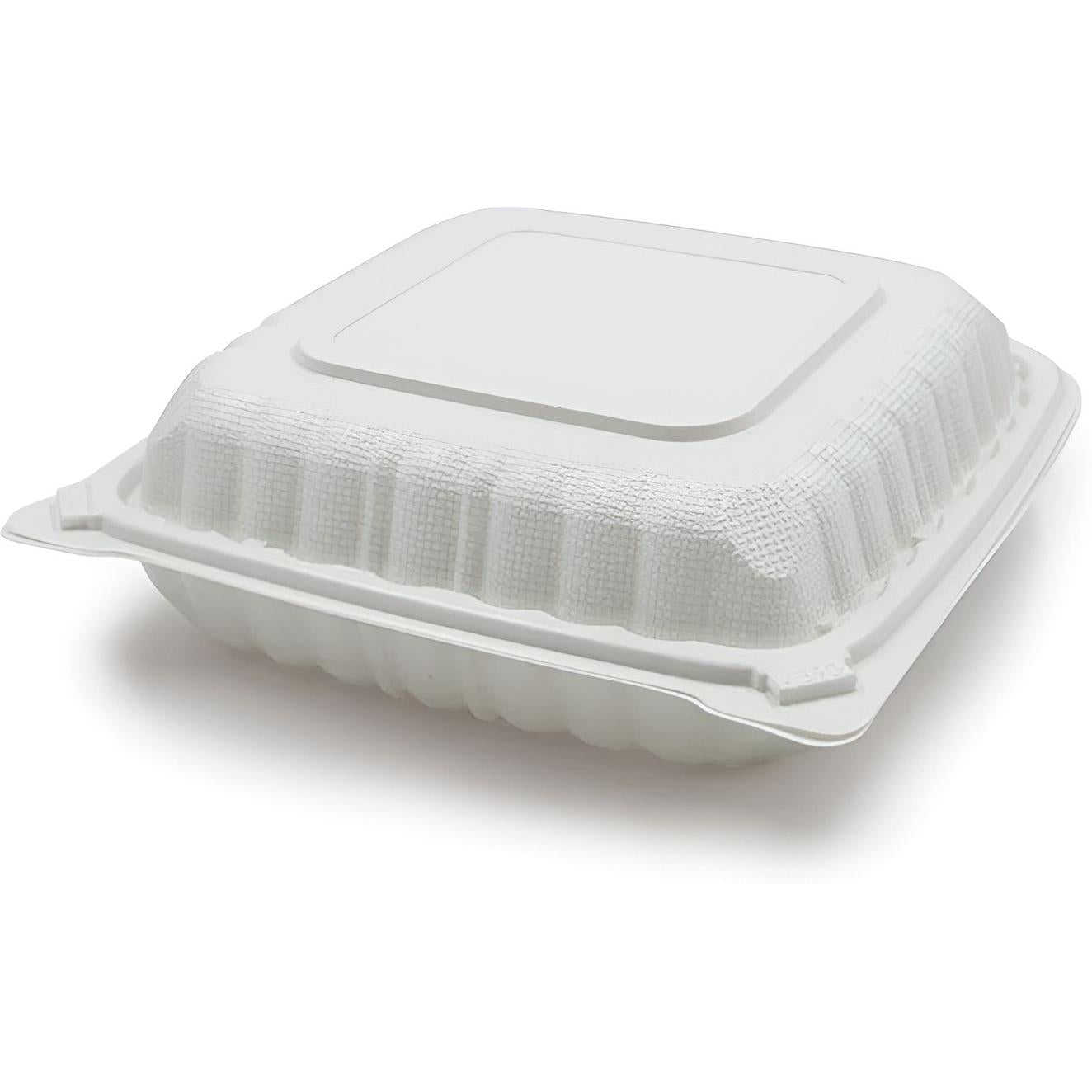 RitePak - 8" X 8" MFPP White Hinged Microwavable Container, 150/Cs - PH801